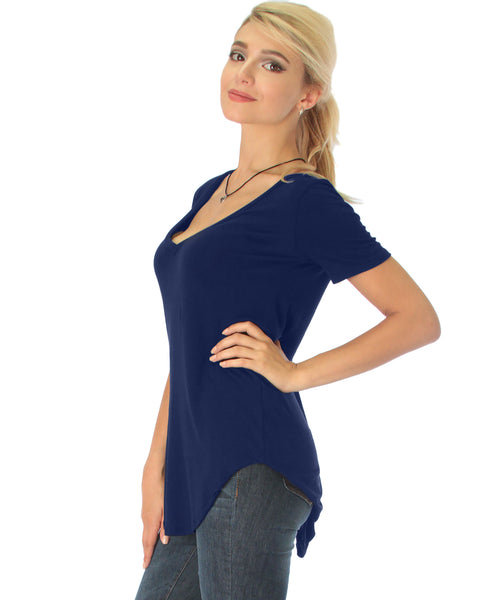 Truly Madly Deep-V Neck Navy Tunic Top