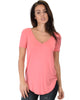 Truly Madly Deep-V Neck Pink Tunic Top - Main Image