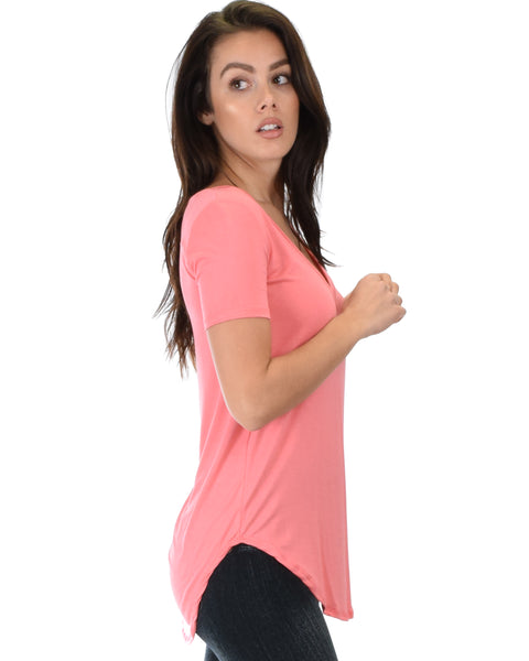 Truly Madly Deep-V Neck Pink Tunic Top