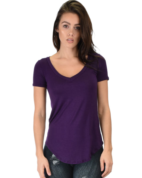 Truly Madly Deep-V Neck Purple Tunic Top