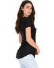 Truly Madly Deep-V Neck Black Slub Tunic Top - Side Image