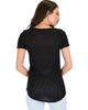 Truly Madly Deep-V Neck Black Slub Tunic Top - Back Image