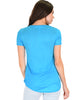 Truly Madly Deep-V Neck Blue Slub Tunic Top - Back Image