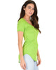 Truly Madly Deep-V Neck Green Slub Tunic Top - Side Image