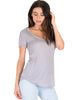 Truly Madly Deep-V Neck Grey Slub Tunic Top - Main Image