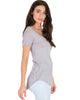 Truly Madly Deep-V Neck Grey Slub Tunic Top - Side Image