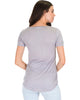 Truly Madly Deep-V Neck Grey Slub Tunic Top - Back Image