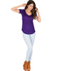 Truly Madly Deep-V Neck Purple Slub Tunic Top - Full Image