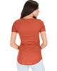 Truly Madly Deep-V Neck Rust Slub Tunic Top - Back Image