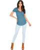 Truly Madly Deep-V Neck Teal Slub Tunic Top - Lyss Loo