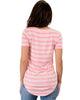 Truly Madly Deep-V Neck Striped Pink Tunic Top - Back Image