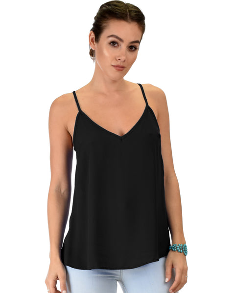 What's Strap-Pening Cross Back Straps Black Tank Top