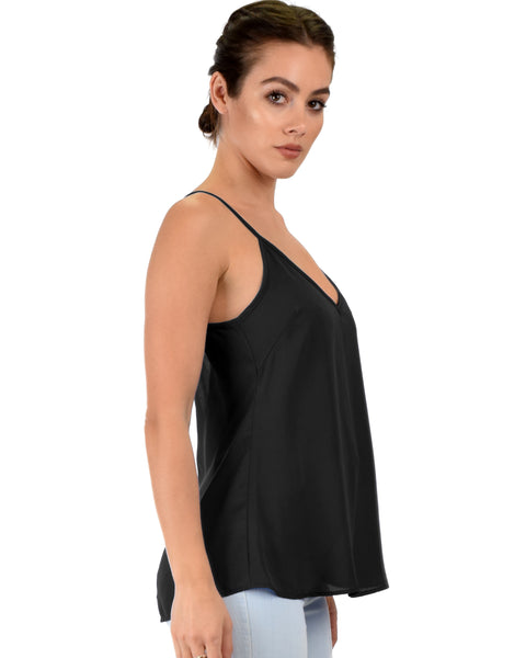 What's Strap-Pening Cross Back Straps Black Tank Top