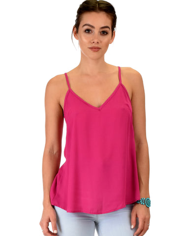 What's Strap-Pening Cross Back Straps Magenta Tank Top