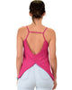 What's Strap-Pening Cross Back Straps Magenta Tank Top - Back Image