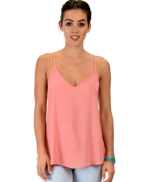 What's Strap-Pening Cross Back Straps Pink Tank Top