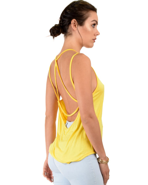 My Favorite Cross Back Straps Yellow Tank Top