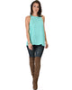 At First Crush Aqua Sleeveless Top With Keyhole Back - Full Image