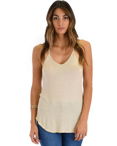 Breezy Beauty Y-Back Taupe Tank Top