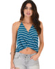 Dapperly Draped Striped Blue Halter Top - Main Image