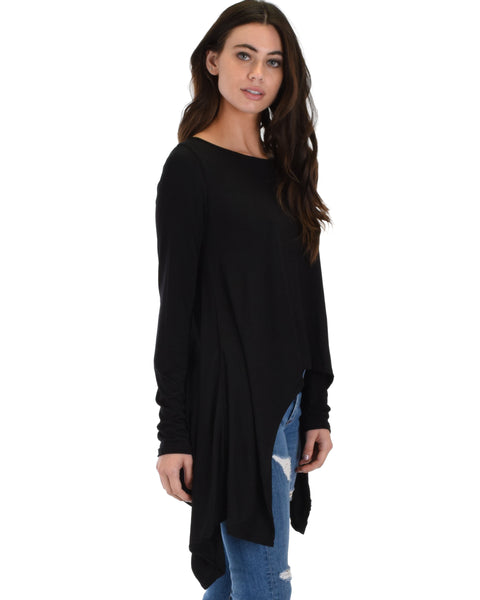 Shift and Swing Long Sleeve Black Tunic Top