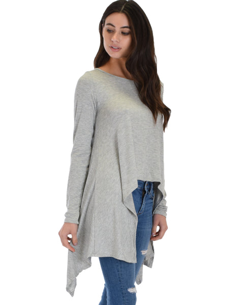 Shift and Swing Long Sleeve Grey Tunic Top