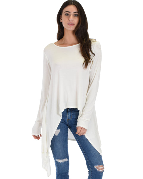 Shift and Swing Long Sleeve Ivory Tunic Top