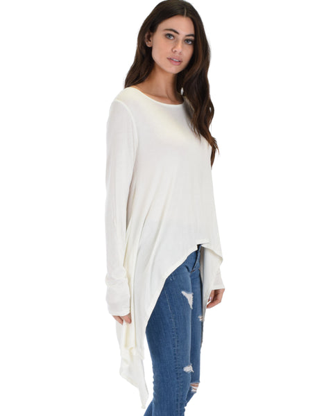 Shift and Swing Long Sleeve Ivory Tunic Top