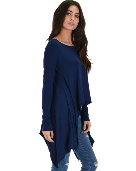 Shift and Swing Long Sleeve Navy Tunic Top