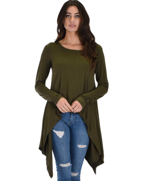 Shift and Swing Long Sleeve Olive Tunic Top