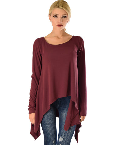 Shift and Swing Long Sleeve Burgundy Tunic Top