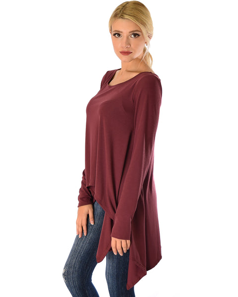 Shift and Swing Long Sleeve Burgundy Tunic Top