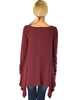 Shift and Swing Long Sleeve Burgundy Tunic Top - Back Image