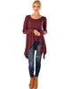 Shift and Swing Long Sleeve Burgundy Tunic Top - Full Image