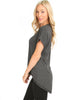 All Day Comfort Contrast Stitch Hi-Low Charcoal Tunic Top - Side Image