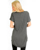 All Day Comfort Contrast Stitch Hi-Low Charcoal Tunic Top - Back Image