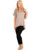 All Day Comfort Contrast Stitch Hi-Low Taupe Tunic Top - Full Image