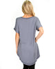 All Day Comfort Contrast Stitch Hi-Low Blue Tunic Top - Back Image