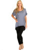 All Day Comfort Contrast Stitch Hi-Low Blue Tunic Top - Full Image